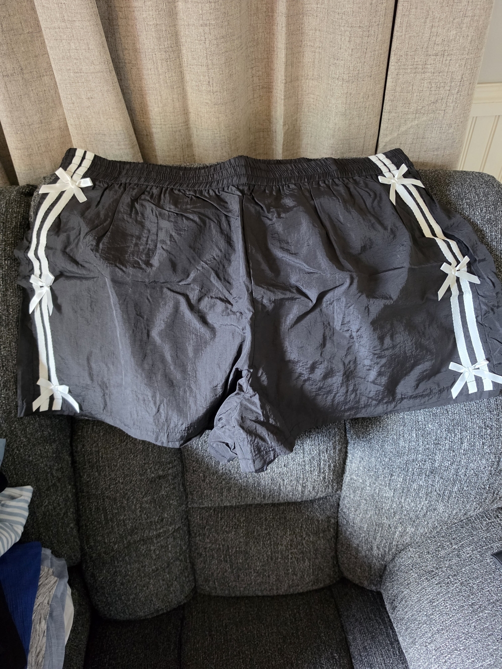 SHEIN Black Athletic Shorts with White Side Stripes